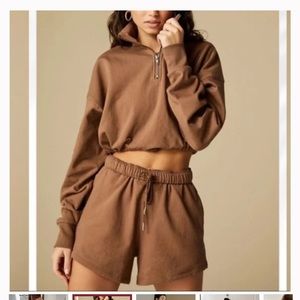 Sivan Ayla Tan+Lines Barbra crop tie sweatshirt